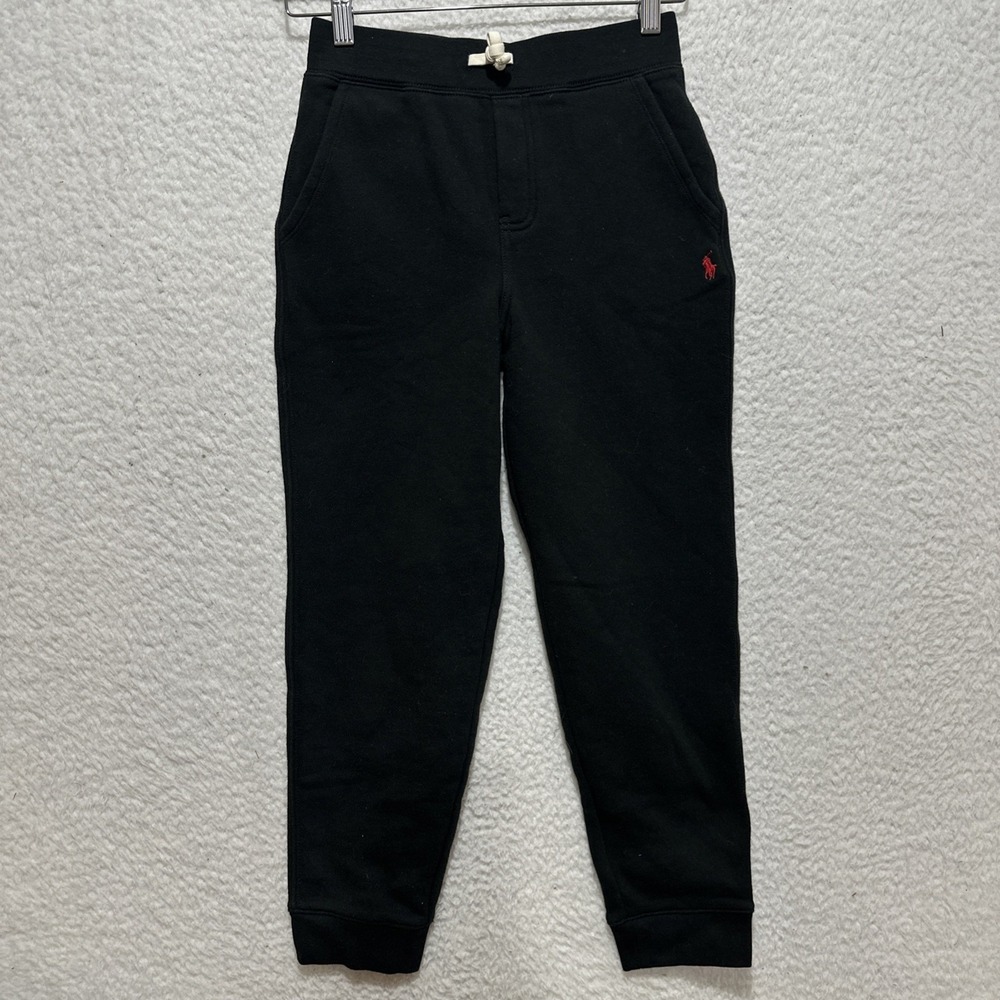 Polo‎ Ralph Lauren Youth Size M Black Sweatpants Joggers Red Pony Logo Pockets